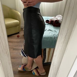 Leather Skirt Black Mini Vintage Real Genuine Leather
